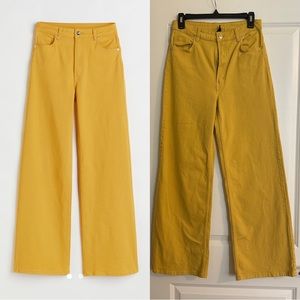 H&M Divided Yellow/Mustard Wide Leg Twill Pants/Jeans